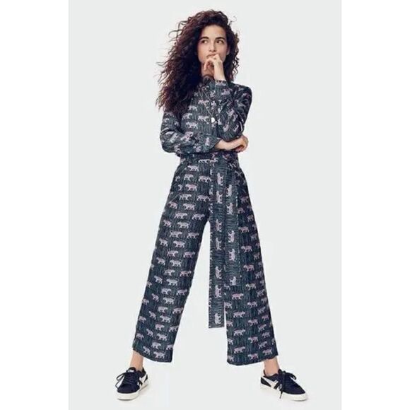 J.Crew Silk Wide-leg Pant in Jungle Print Size 2 / NWOT - Picture 1 of 7